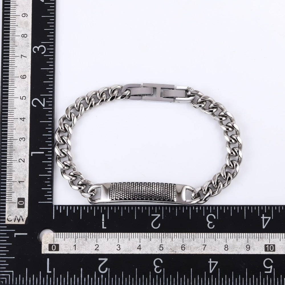 BSS1090 STAINLESS STEEL BRACELET WITH ID PLATE