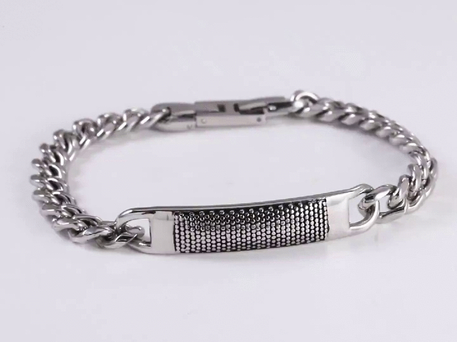 BSS1090 STAINLESS STEEL BRACELET WITH ID PLATE