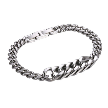 AAB Co. Stainless Steel Chain Bracelet with Shiny Steel Finish – Men’s Fashion Jewelry