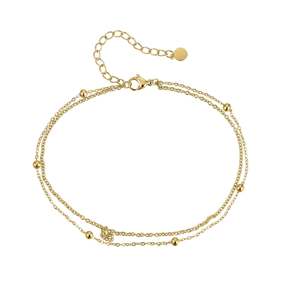 BSS1097 STAINLESS STEEL ANKLET WITH DOULE CHAIN