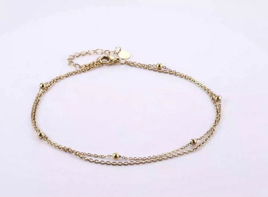 BSS1097 STAINLESS STEEL ANKLET WITH DOULE CHAIN