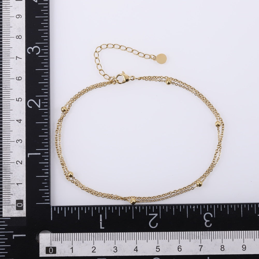 BSS1097 STAINLESS STEEL ANKLET WITH DOULE CHAIN