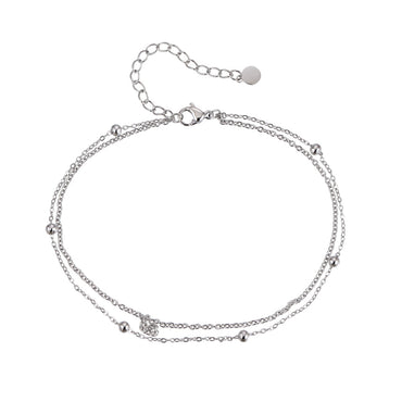 BSS1097 STAINLESS STEEL ANKLET WITH DOULE CHAIN