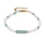 AAB Co stainless steel bracelet with natural green aventurine and white shell beads, 14K gold finish