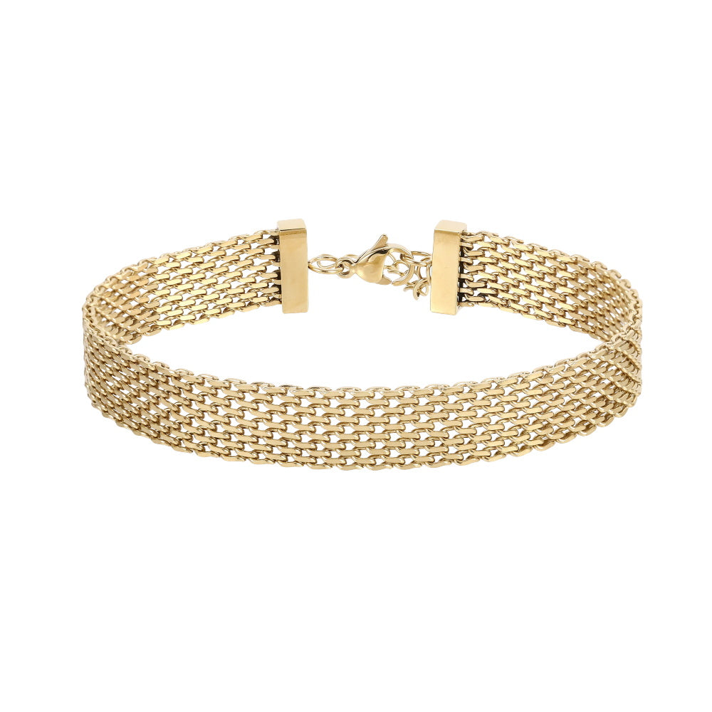 BSS1107 STAINLESS STEEL BRAIDED FLAT MESH BRACELET