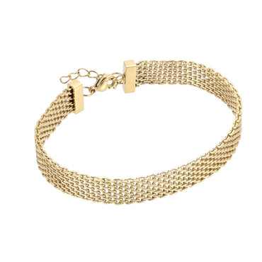 BSS1107 STAINLESS STEEL BRAIDED FLAT MESH BRACELET