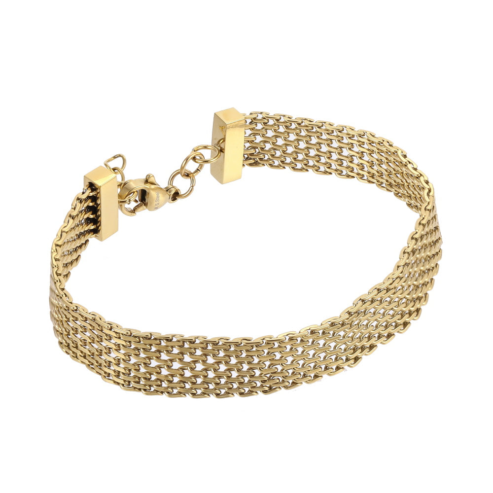 BSS1107 STAINLESS STEEL BRAIDED FLAT MESH BRACELET