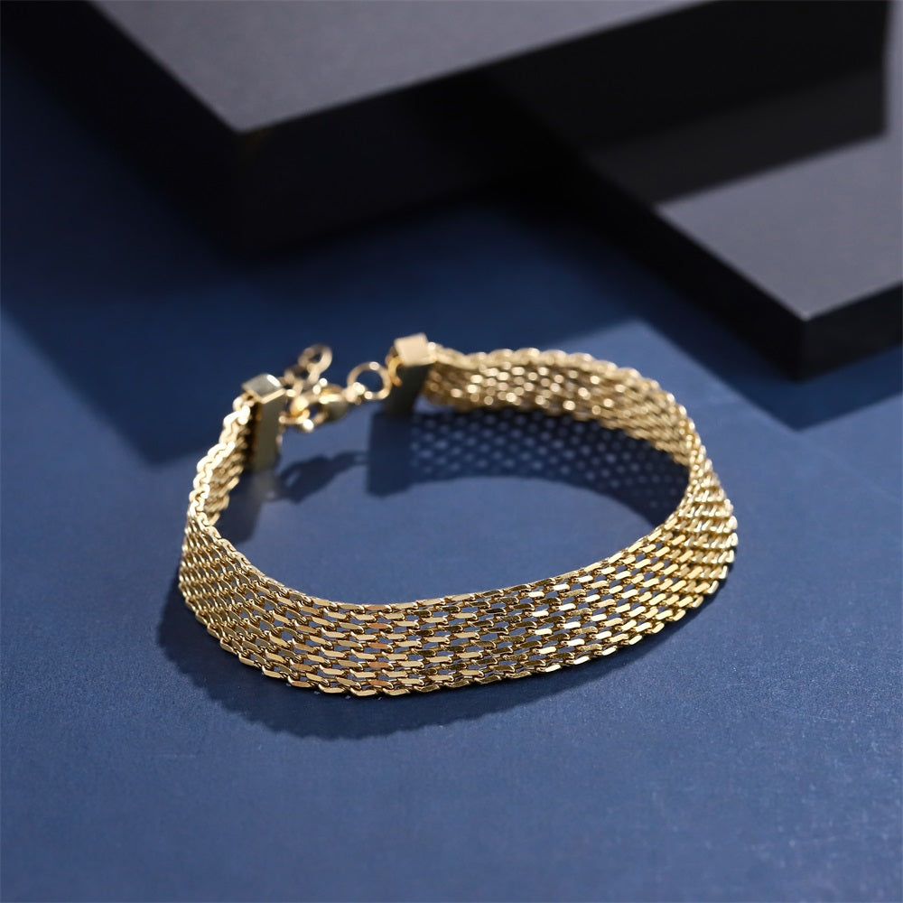 BSS1107 STAINLESS STEEL BRAIDED FLAT MESH BRACELET