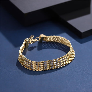 BSS1107 STAINLESS STEEL BRAIDED FLAT MESH BRACELET