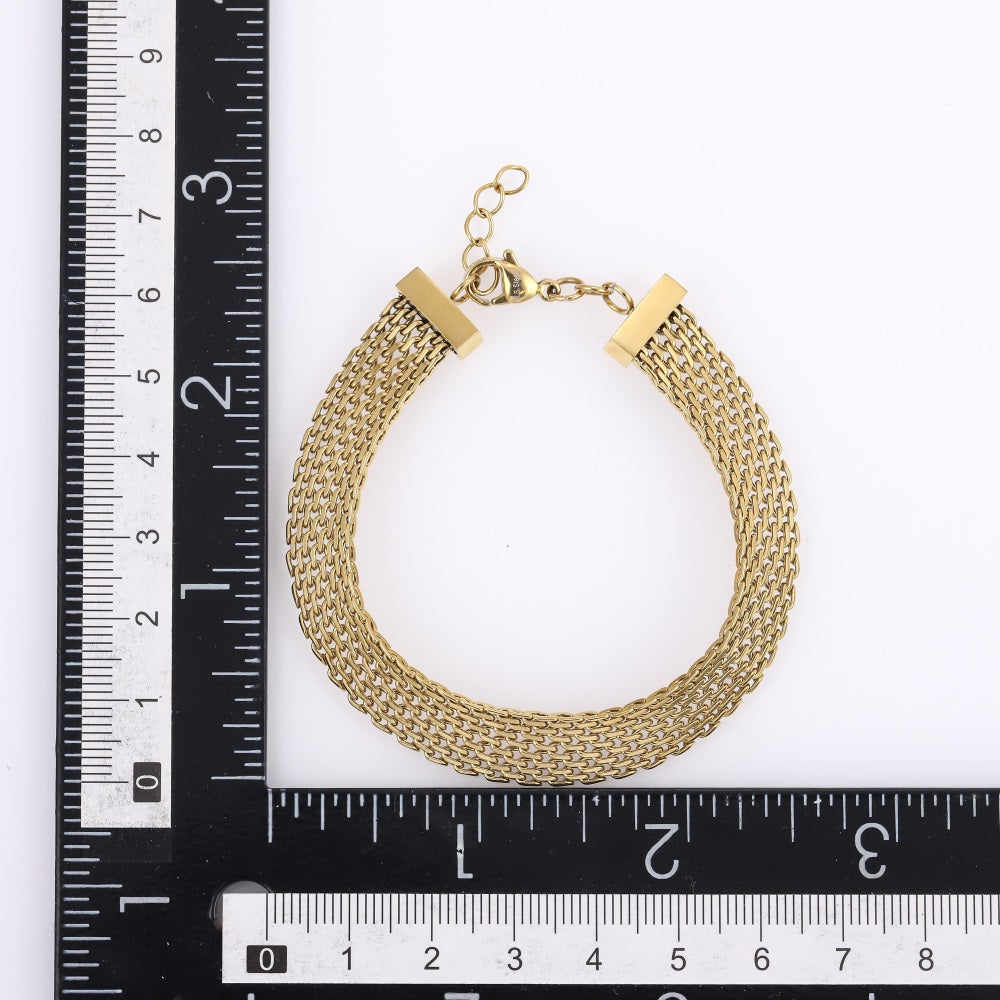 BSS1107 STAINLESS STEEL BRAIDED FLAT MESH BRACELET