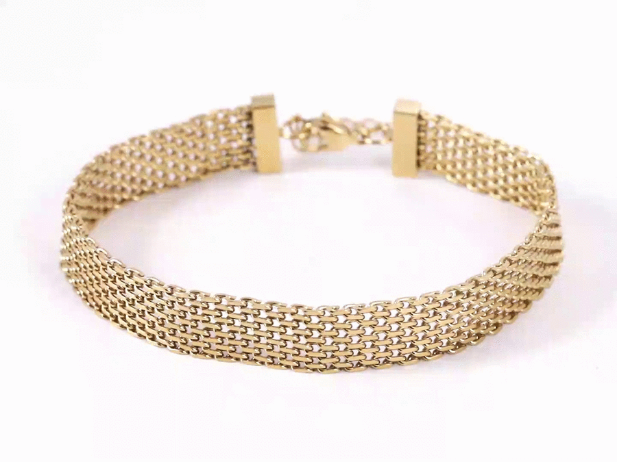 BSS1107 STAINLESS STEEL BRAIDED FLAT MESH BRACELET