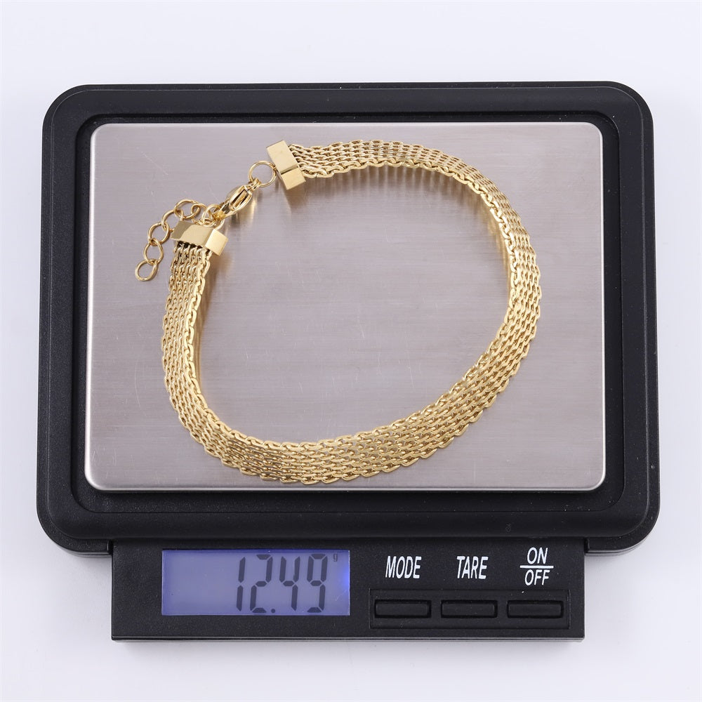 BSS1107 STAINLESS STEEL BRAIDED FLAT MESH BRACELET
