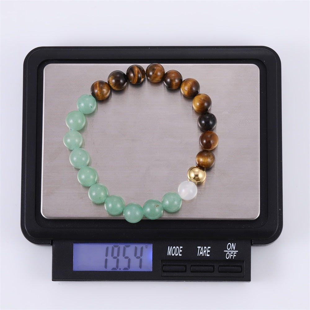 BSS1110 STAINLESS STEEL ELASTIC STRING BEADS BRACELET WITH NATURAL STONE