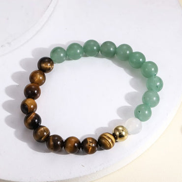 BSS1110 STAINLESS STEEL ELASTIC STRING BEADS BRACELET WITH NATURAL STONE