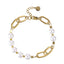 Shell pearl bracelet with oversized gold links - AAB stainless steel jewelry
