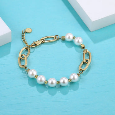 BSS1112 STAINLESS STEEL BRACELET WITH SHELL PEARL