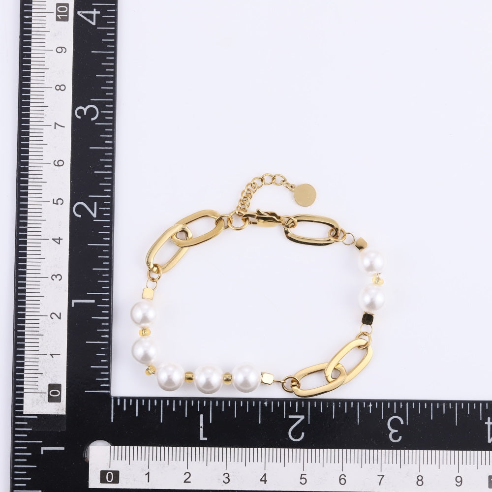 BSS1112 STAINLESS STEEL BRACELET WITH SHELL PEARL