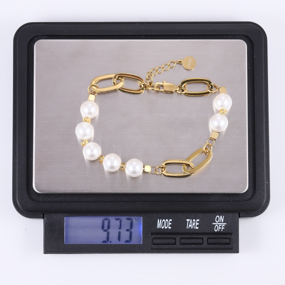 BSS1112 STAINLESS STEEL BRACELET WITH SHELL PEARL