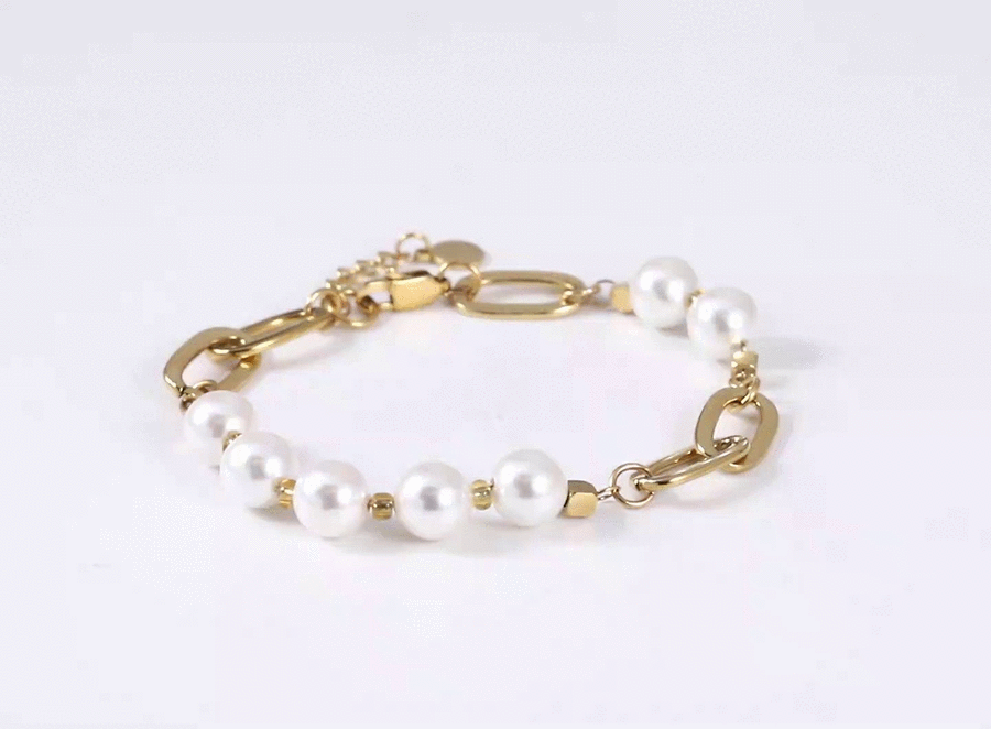 BSS1112 STAINLESS STEEL BRACELET WITH SHELL PEARL