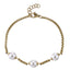 AAB Co stainless steel bracelet with round shell pearl in 14K gold finish