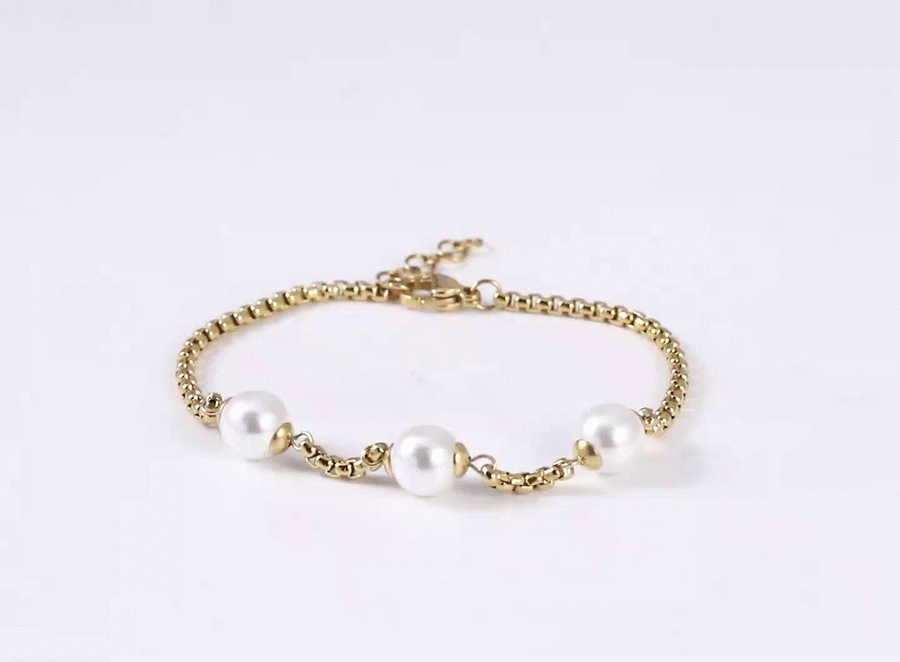 BSS1113 STAINLESS STEEL BRACELET WITH ROUND SHELL PEARL