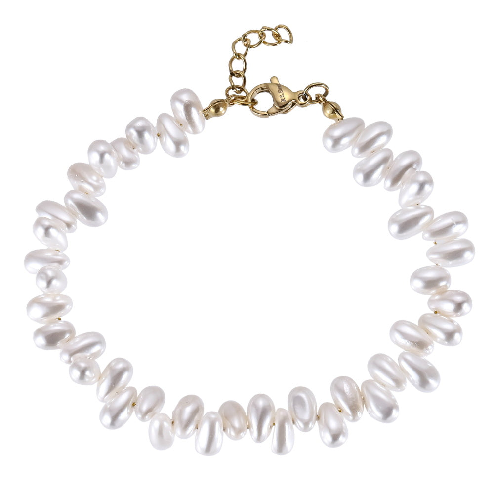 Shell Pearl Bracelet -14K Gold Stainless Steel Jewelry by AAB co
