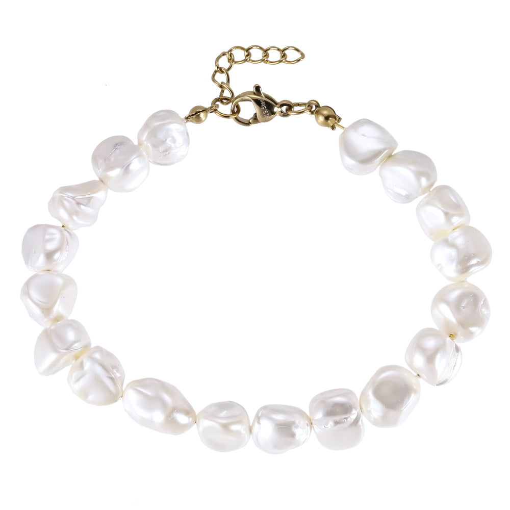 Baroque Shell Pearl Bracelet - 14K Gold Stainless Steel from AAB Co.
