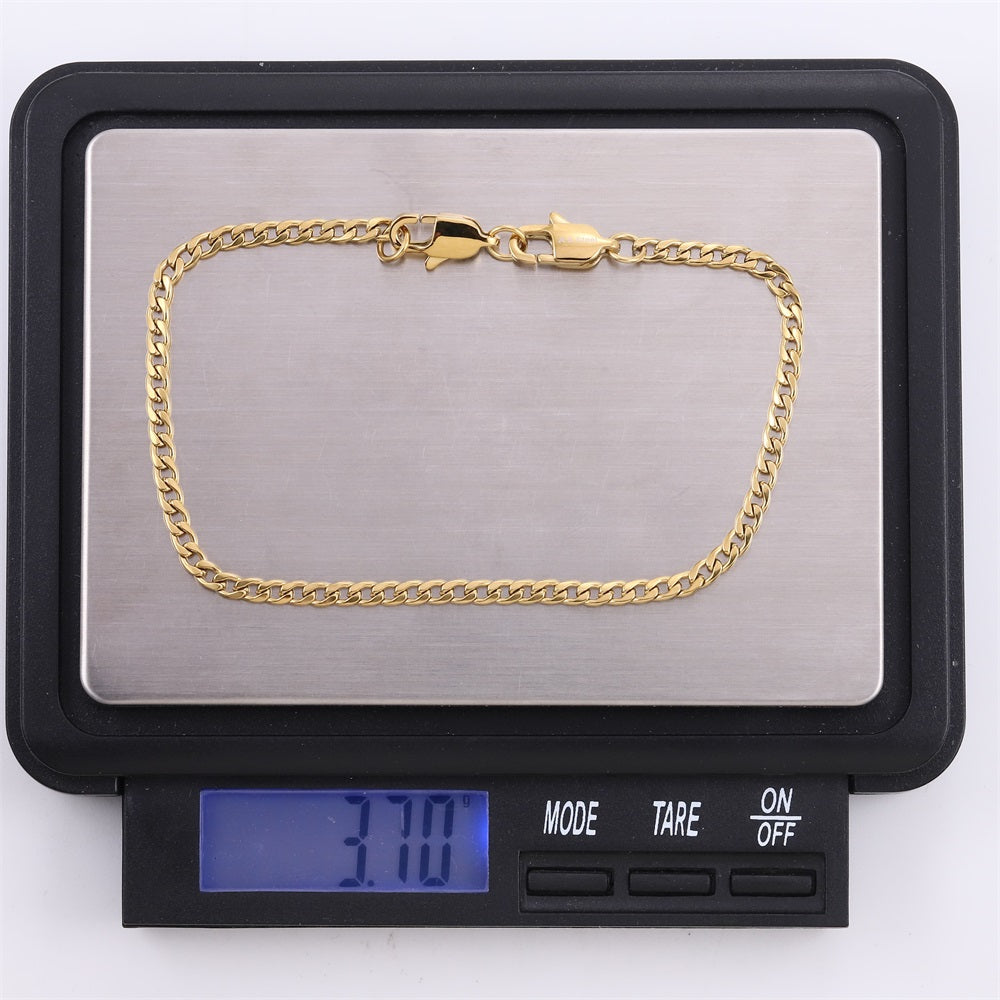 BSS1117 STAINLESS STEEL FLAT CHAIN BRACELET WITH TWO LOBSTER