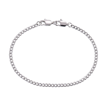 AAB Co. Stainless Steel Flat Chain Bracelet with Dual Lobster Clasps – Silver Finish