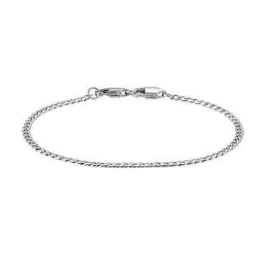 AAB Co. Stainless Steel Flat Chain Bracelet with Dual Lobster Clasps – Silver Finish