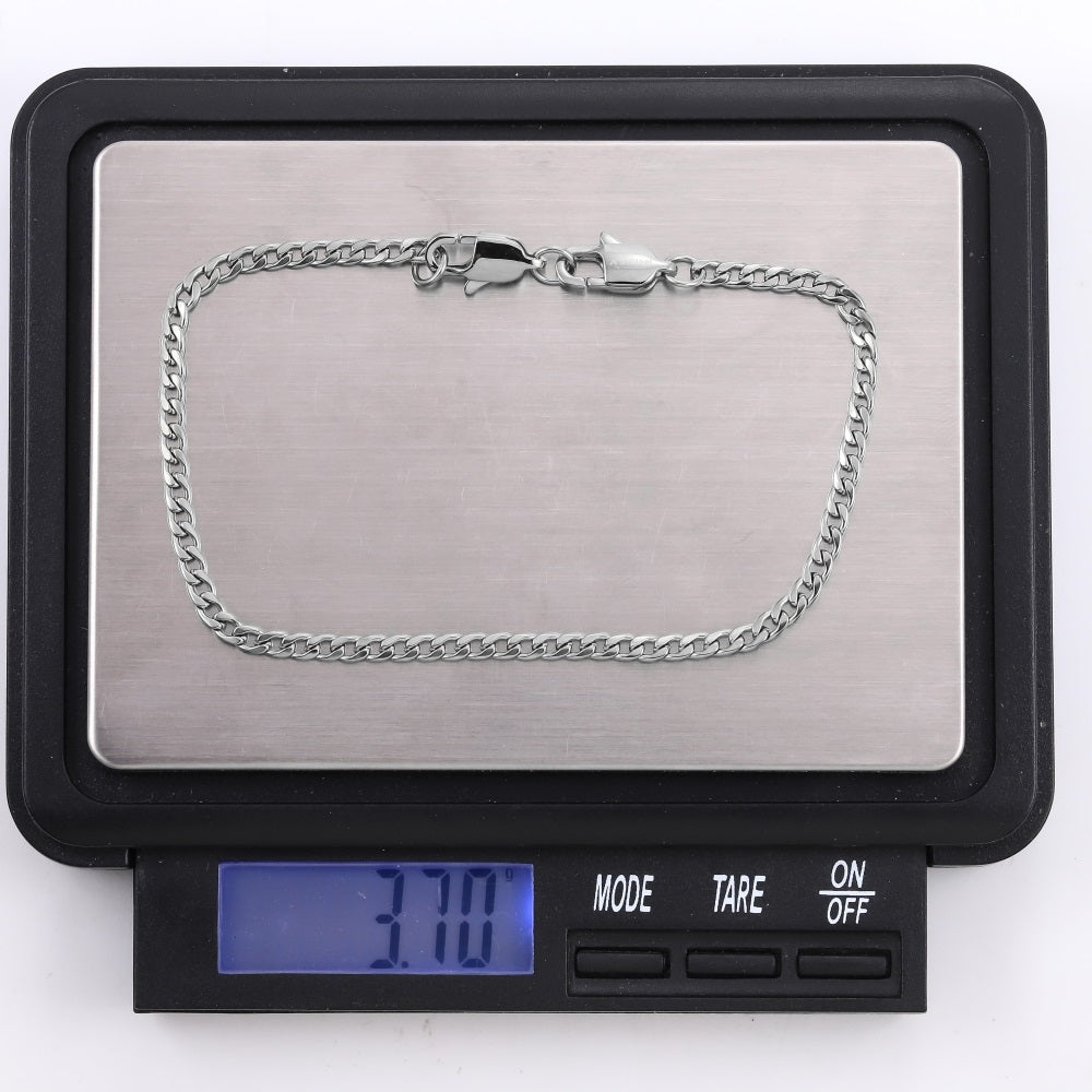 BSS1117 STAINLESS STEEL FLAT CHAIN BRACELET WITH TWO LOBSTER