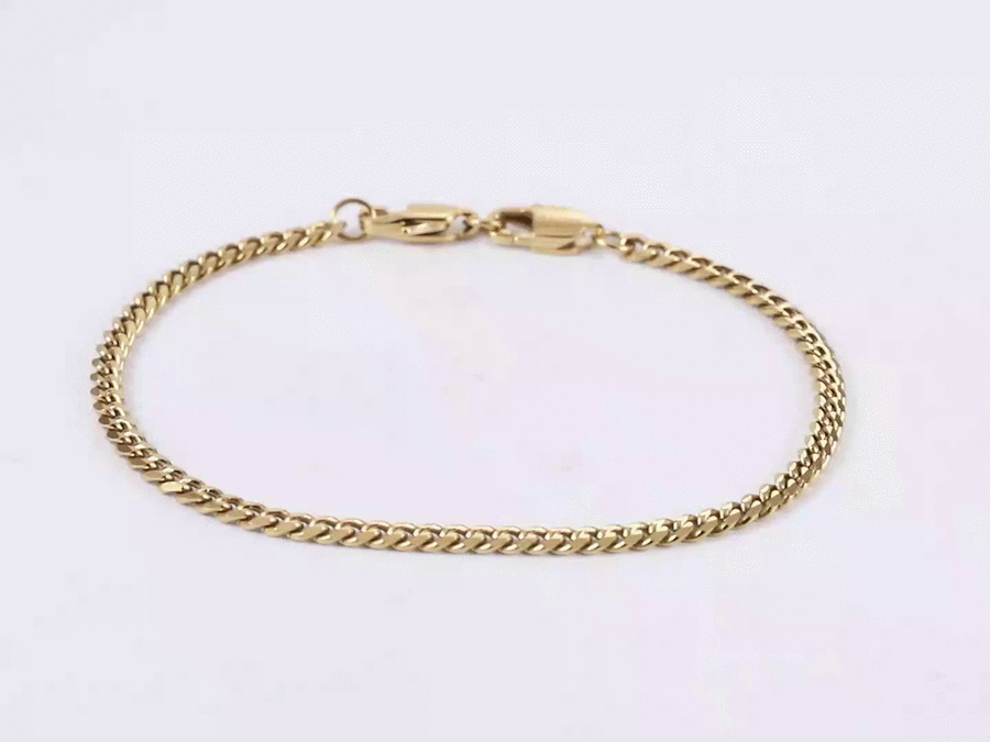 BSS1118 STAINLESS STEEL FACETED FLAT CURB CHAIN BRACELET WITH TWO LOBSTER
