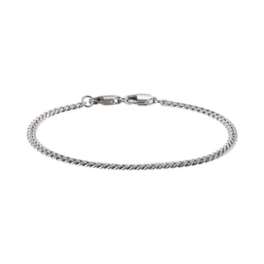 AAB Co. Stainless Steel Faceted Flat Curb Chain Bracelet with Dual Lobster Clasps – Silver Finish