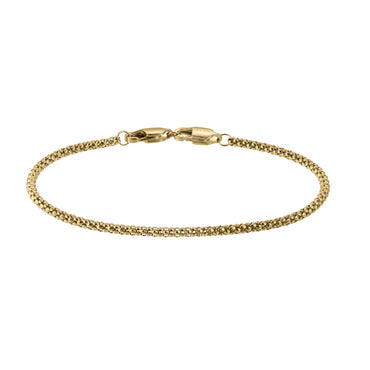 AAB Co. Stainless Steel Popcorn Chain Bracelet with Dual Lobster Clasps – 14K Gold Finish