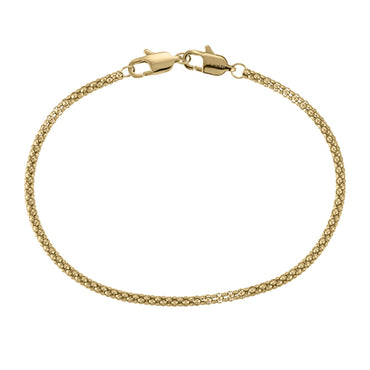 AAB Co. Stainless Steel Popcorn Chain Bracelet with Dual Lobster Clasps – 14K Gold Finish