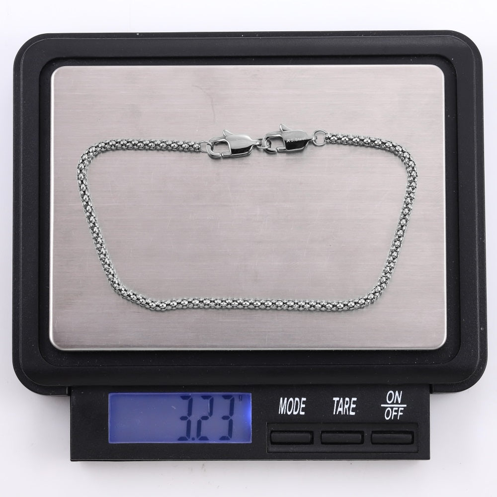 BSS1119 STAINLESS STEEL POPCORN CHAIN BRACELET WITH TWO LOBSTER