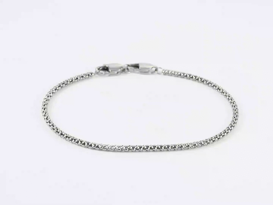 BSS1119 STAINLESS STEEL POPCORN CHAIN BRACELET WITH TWO LOBSTER