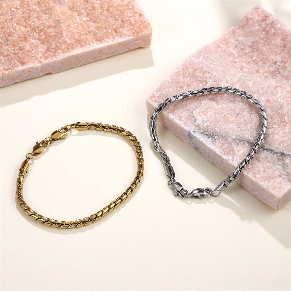 BSS1120 STAINLESS STEEL S CHAIN BRACELET WITH TWO LOBSTER