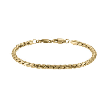 AAB Co. Stainless Steel S Chain Bracelet with Dual Lobster Clasps – 14K Gold Finish