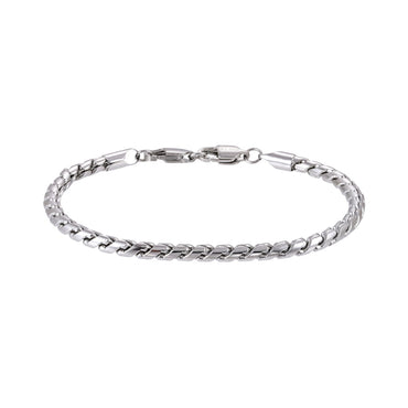 AAB Co. Stainless Steel S Chain Bracelet with Dual Lobster Clasps – Silver Finish