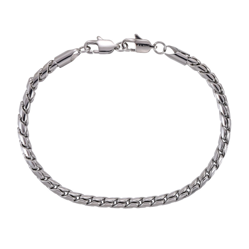AAB Co. Stainless Steel S Chain Bracelet with Dual Lobster Clasps – Silver Finish