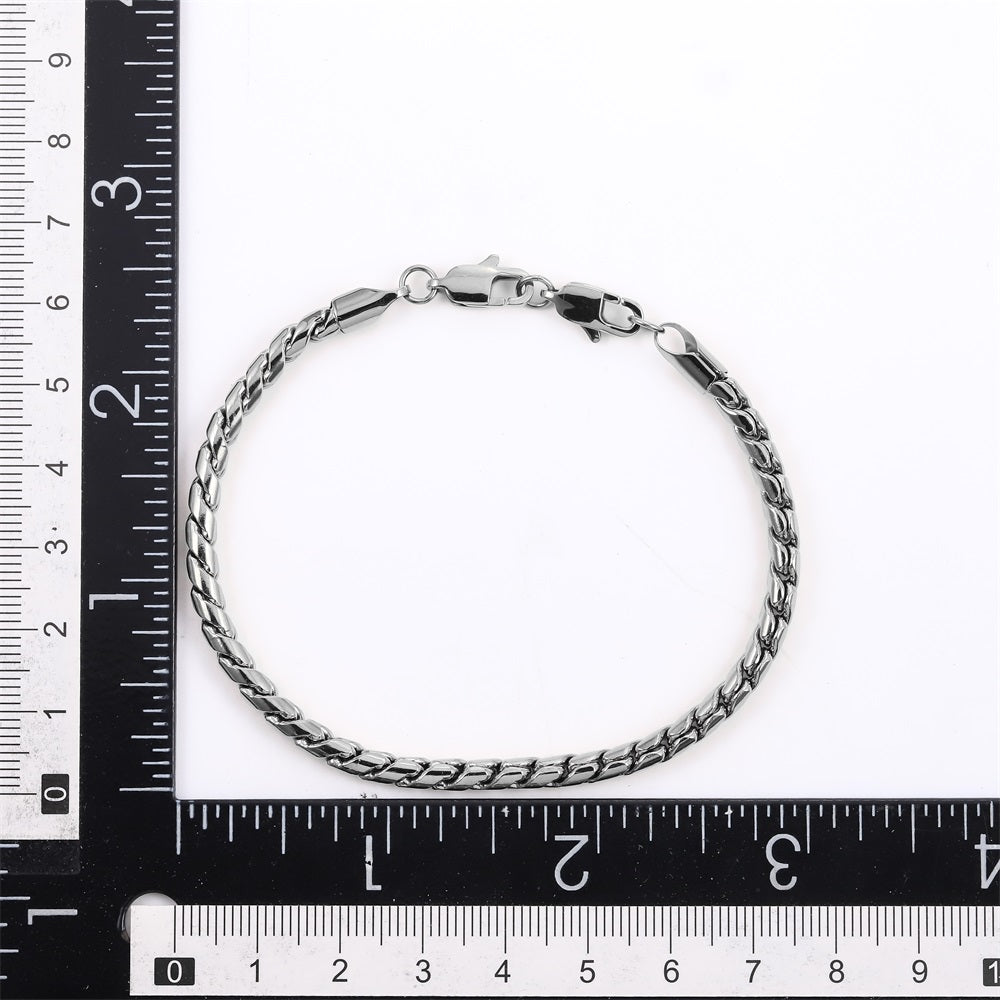 BSS1120 STAINLESS STEEL S CHAIN BRACELET WITH TWO LOBSTER