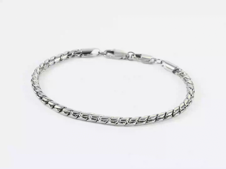 BSS1120 STAINLESS STEEL S CHAIN BRACELET WITH TWO LOBSTER