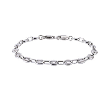 Stainless Steel Coffee Bean Chain Bracelet with Dual Lobster Clasps – Shiny Steel Finish