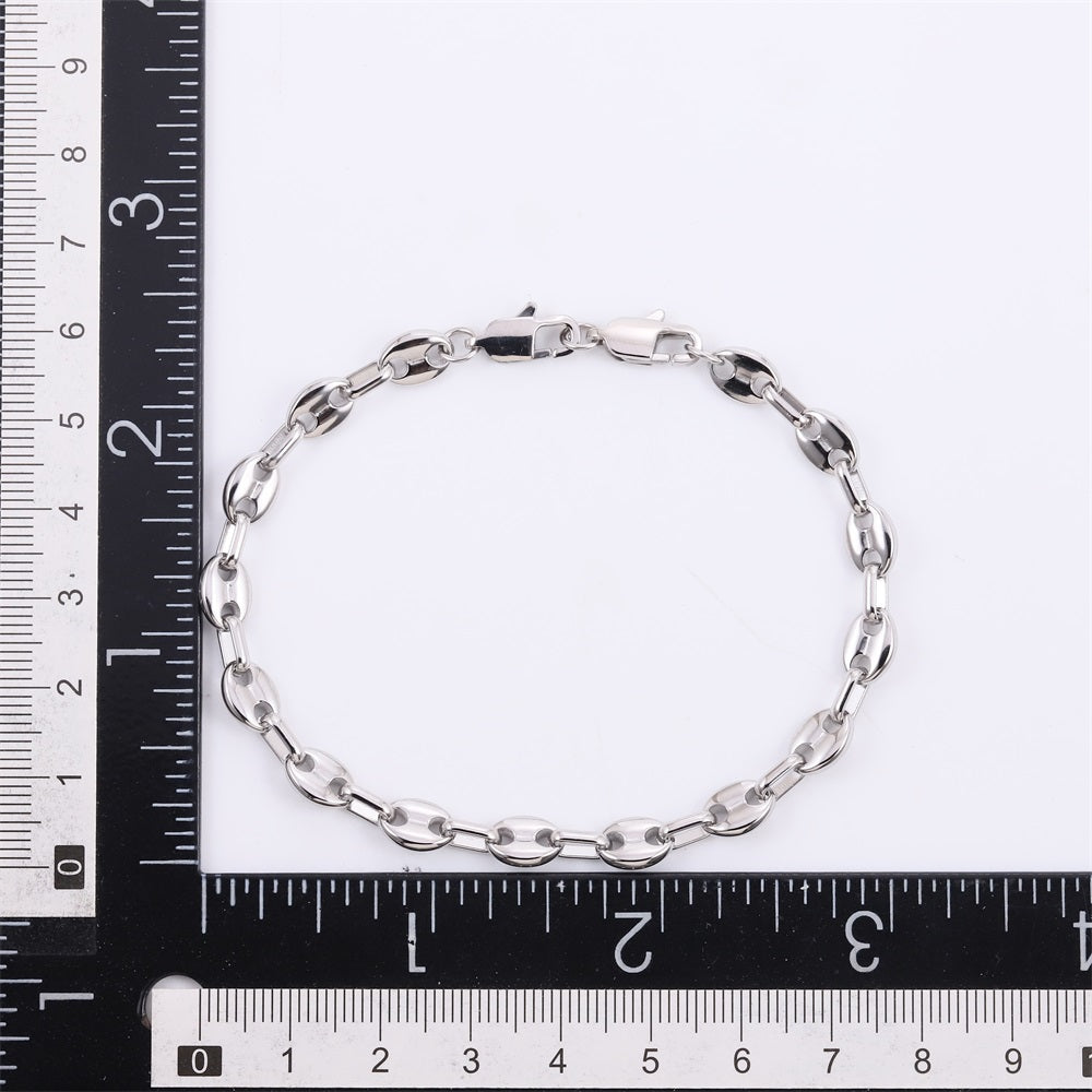 BSS1121 STAINLESS STEEL COFFEE BEAN BRACELET WITH TWO LOBSTER