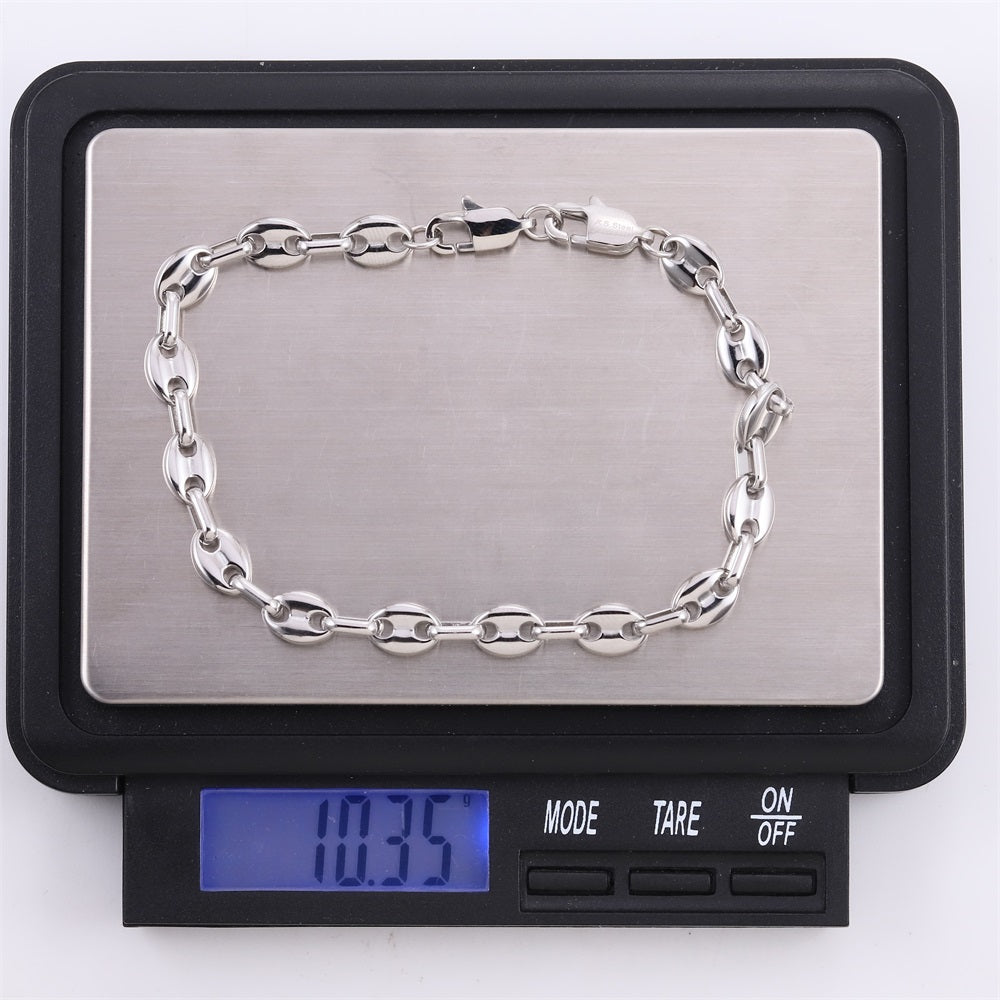 BSS1121 STAINLESS STEEL COFFEE BEAN BRACELET WITH TWO LOBSTER