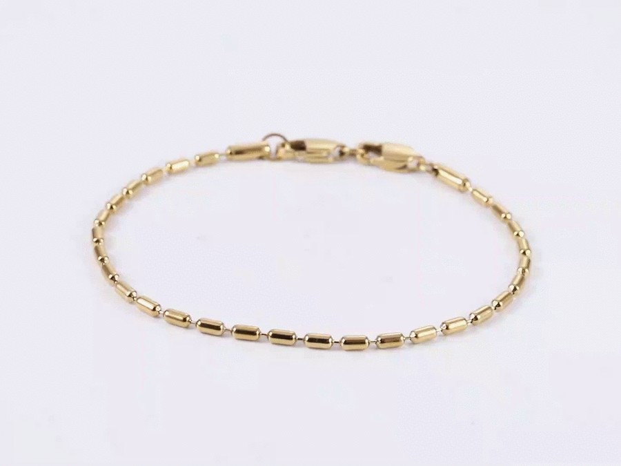 BSS1122 STAINLESS STEEL OVAL BEAD CHAIN BRACELET WITH TWO LOBSTER