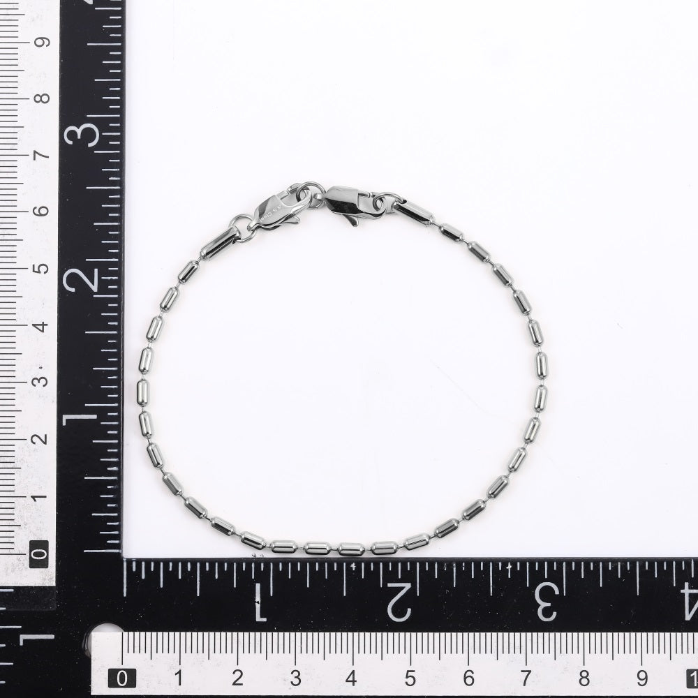 BSS1122 STAINLESS STEEL OVAL BEAD CHAIN BRACELET WITH TWO LOBSTER