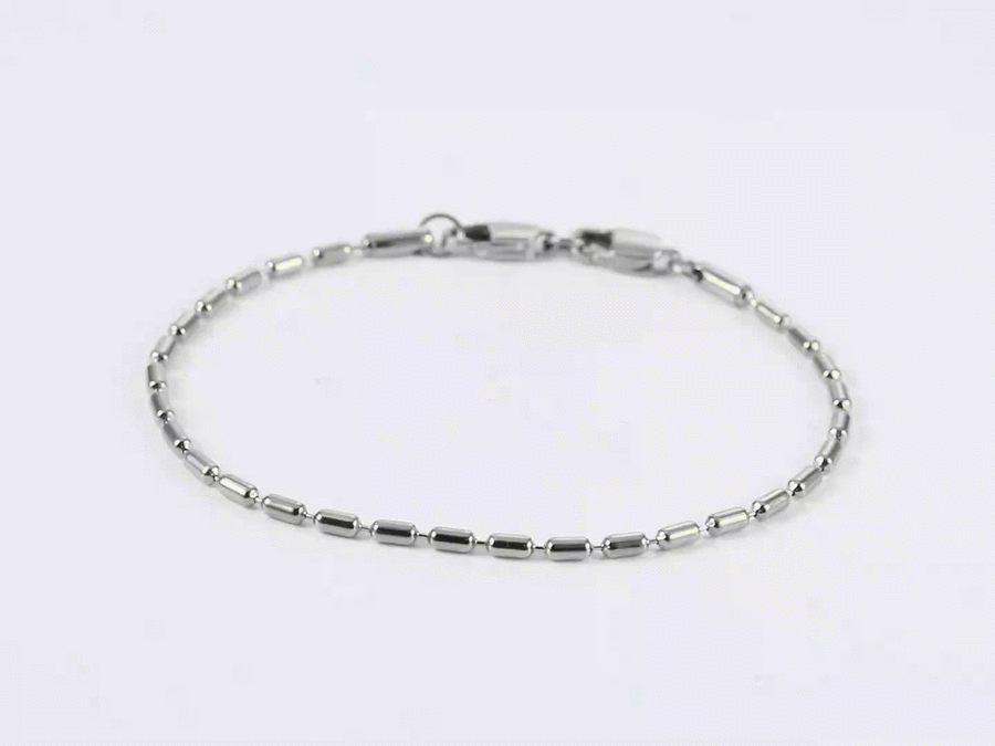 BSS1122 STAINLESS STEEL OVAL BEAD CHAIN BRACELET WITH TWO LOBSTER