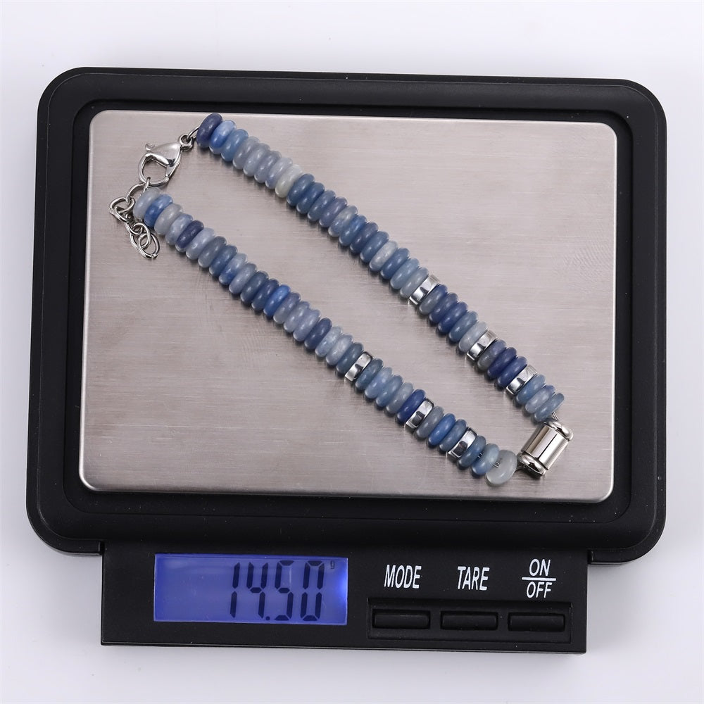 BSS1125 STAINLESS STEEL & NATURAL STONE BEADS BRACELET